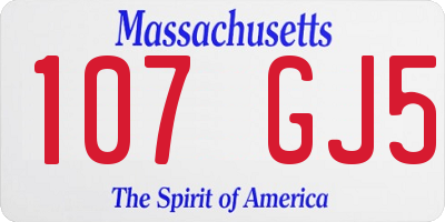 MA license plate 107GJ5