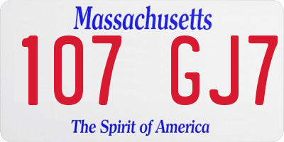 MA license plate 107GJ7