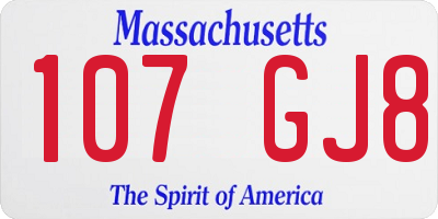 MA license plate 107GJ8