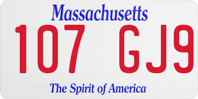 MA license plate 107GJ9