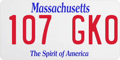MA license plate 107GK0