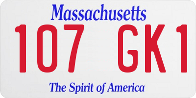 MA license plate 107GK1