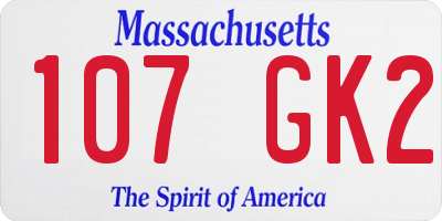 MA license plate 107GK2