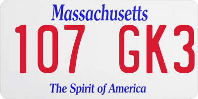 MA license plate 107GK3