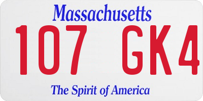 MA license plate 107GK4