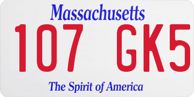 MA license plate 107GK5