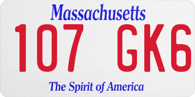 MA license plate 107GK6