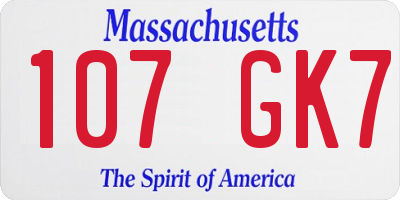 MA license plate 107GK7