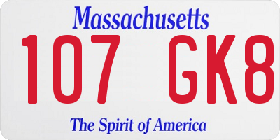 MA license plate 107GK8