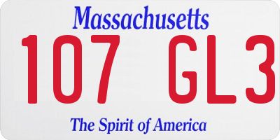 MA license plate 107GL3