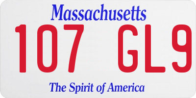 MA license plate 107GL9