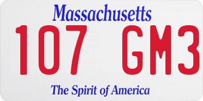 MA license plate 107GM3