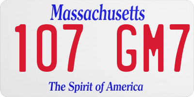 MA license plate 107GM7