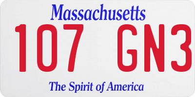MA license plate 107GN3