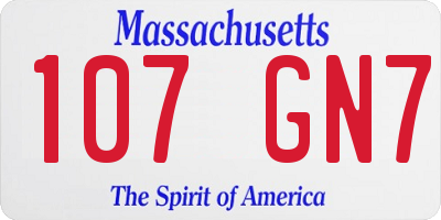 MA license plate 107GN7