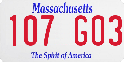 MA license plate 107GO3