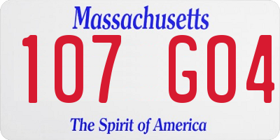 MA license plate 107GO4
