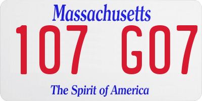 MA license plate 107GO7