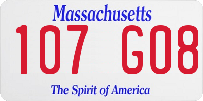 MA license plate 107GO8