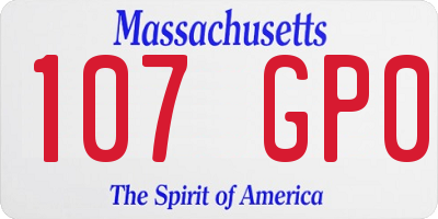 MA license plate 107GP0