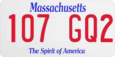 MA license plate 107GQ2