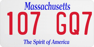 MA license plate 107GQ7