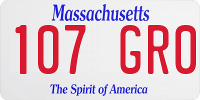 MA license plate 107GR0