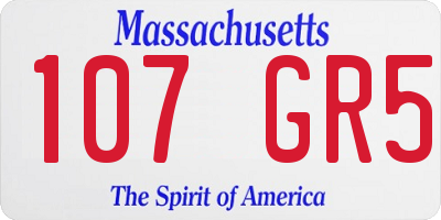 MA license plate 107GR5