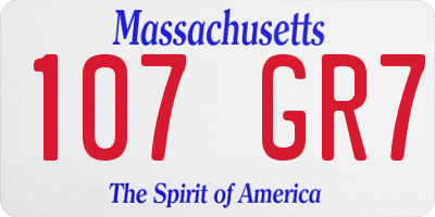 MA license plate 107GR7