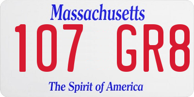 MA license plate 107GR8