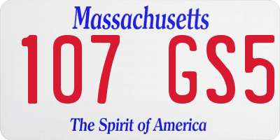 MA license plate 107GS5