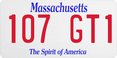 MA license plate 107GT1