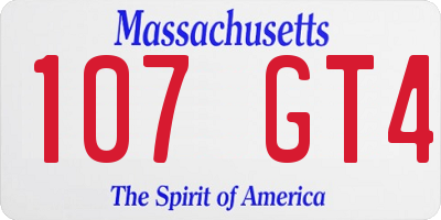 MA license plate 107GT4