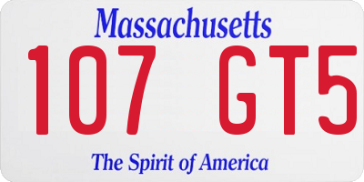 MA license plate 107GT5