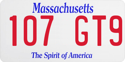 MA license plate 107GT9