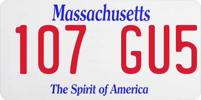 MA license plate 107GU5