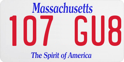 MA license plate 107GU8