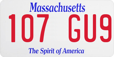 MA license plate 107GU9