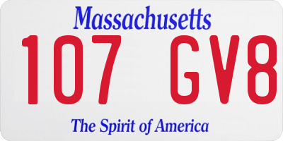 MA license plate 107GV8