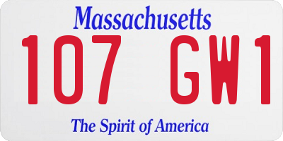 MA license plate 107GW1