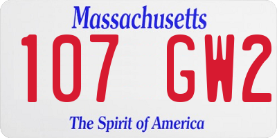MA license plate 107GW2