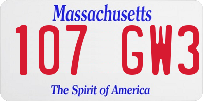 MA license plate 107GW3
