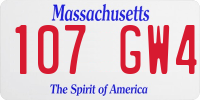MA license plate 107GW4
