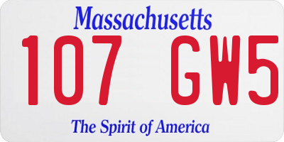 MA license plate 107GW5