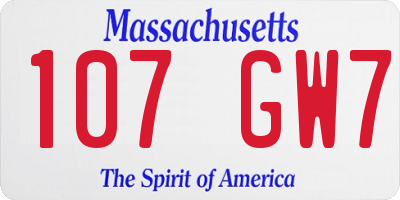 MA license plate 107GW7