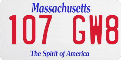 MA license plate 107GW8