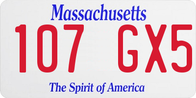 MA license plate 107GX5