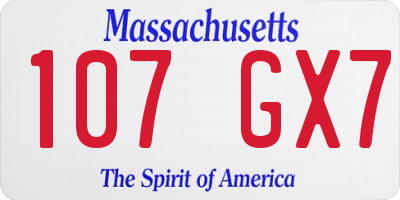 MA license plate 107GX7