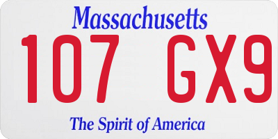 MA license plate 107GX9