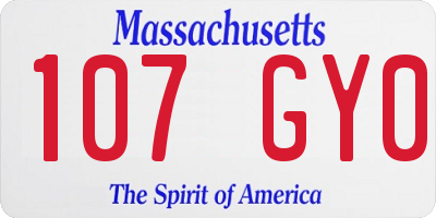 MA license plate 107GY0